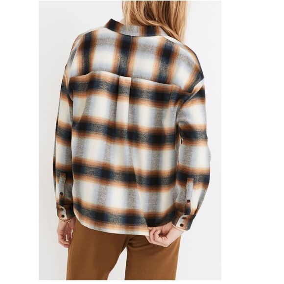 MADEWELL Flannel Westlake Plaid Shirt, Button Down, Medium (6/8) Brown/Black NWT - Picture 3 of 8